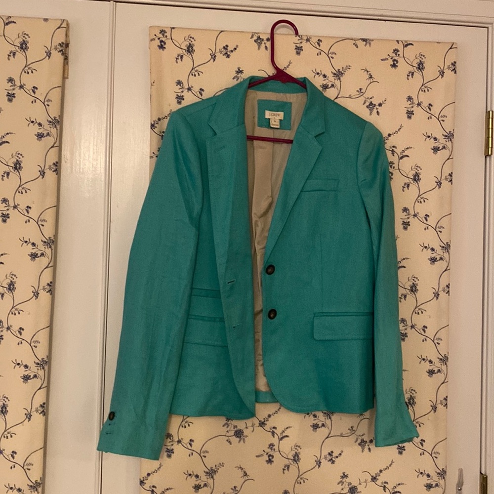 Aqua linen blazer, J Crew, size 8
